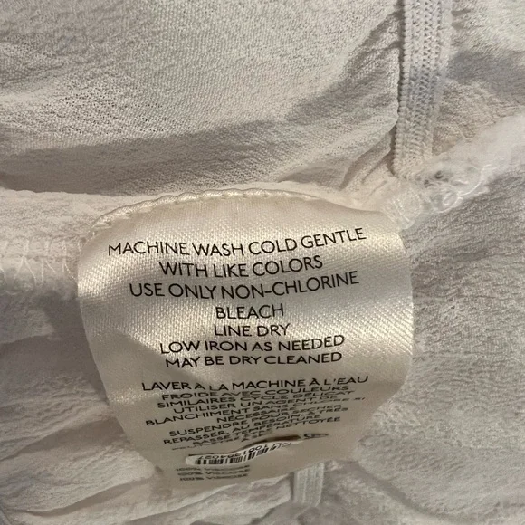 Anthropologie long sleeve shirred Cream Button-Down Shirt - Picture 8 of 8